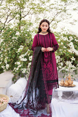 Luxury Embroidered Lawn 3Pc with Embroidered Organza Dupata-Ga1635