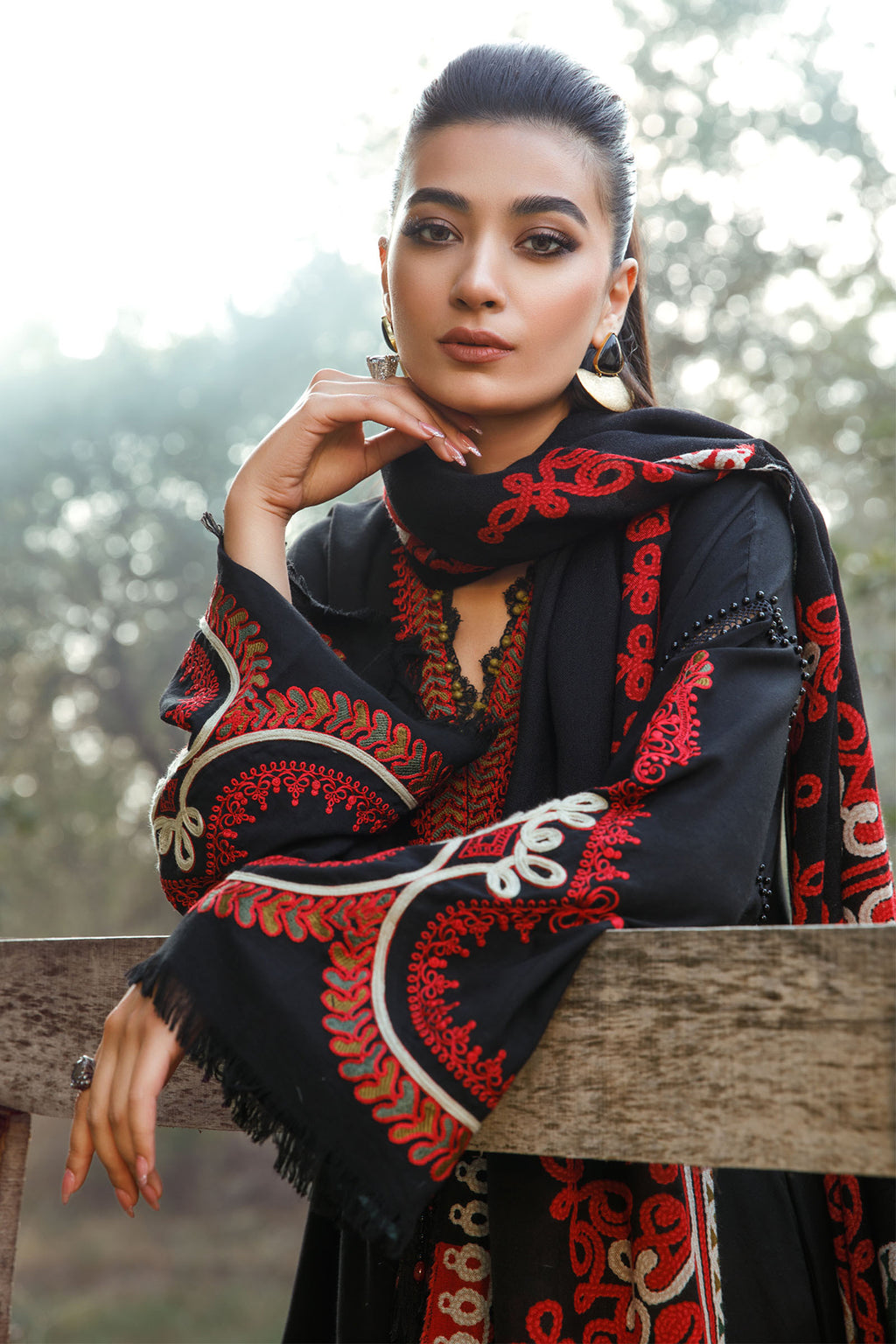 MARIA B - 3PC LAWN CHIKANKAARI EMBROIDERED SHIRT WITH SELF JACQUARD EMBROIDERED DUPATTA AND TROUSER - HZG2789
