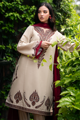 Jazmin Embroidered Dhanak 3pc with Whool Shawal- GA1972