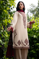 Jazmin Embroidered Dhanak 3pc with Whool Shawal- GA1972