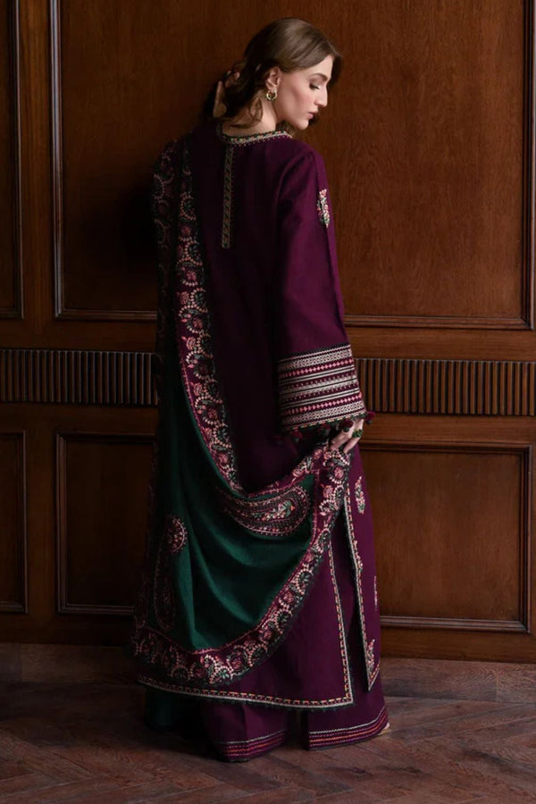 Zaib Embroidered Dhanak 3pc with  Embroidered Shawal- GA2131