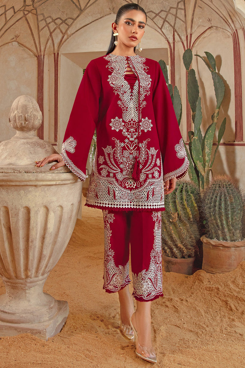 Crimson Luxury Embroidered Lawn 3pc with Embroidered Slub Net Dupatta- GA1817