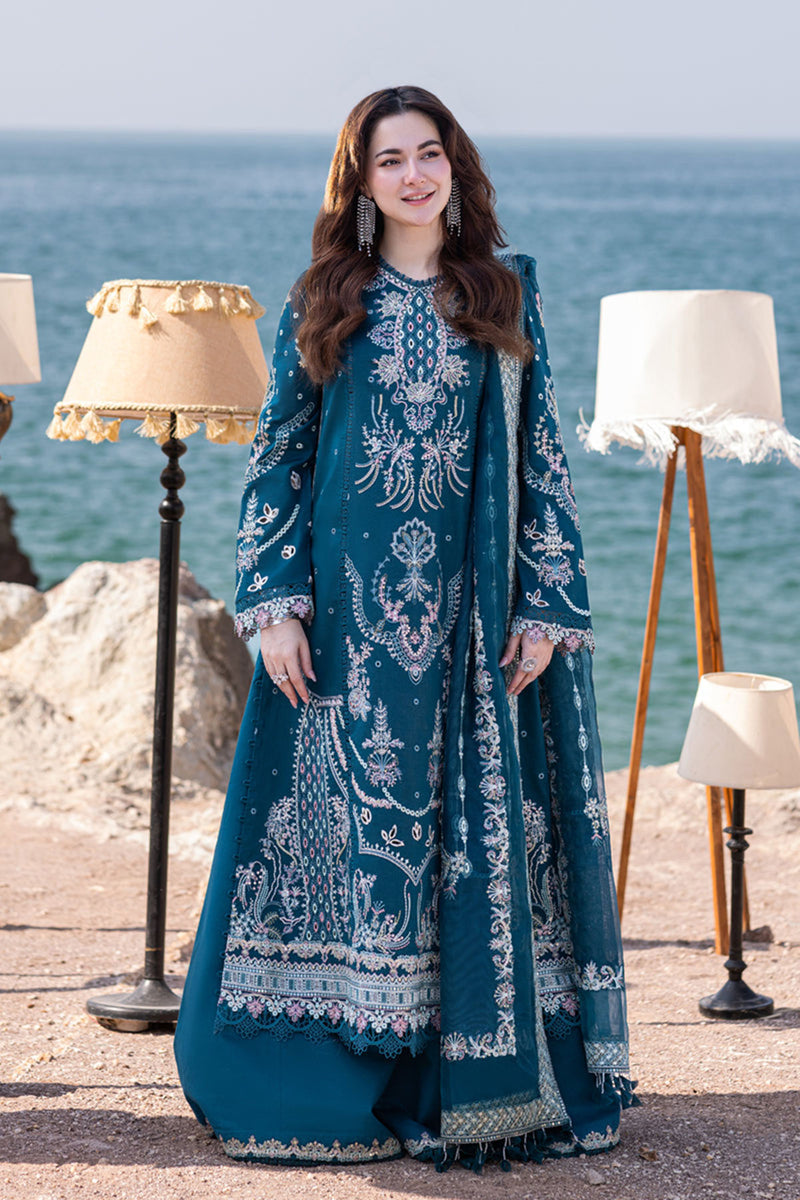 Qalamkar Luxury Embroidered Lawn 3pc with Embroidered Cotton Silk Dupatta - GA1848