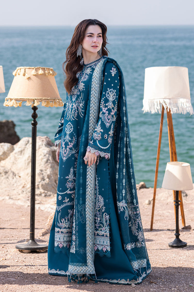 Qalamkar Luxury Embroidered Lawn 3pc with Embroidered Cotton Silk Dupatta - GA1848