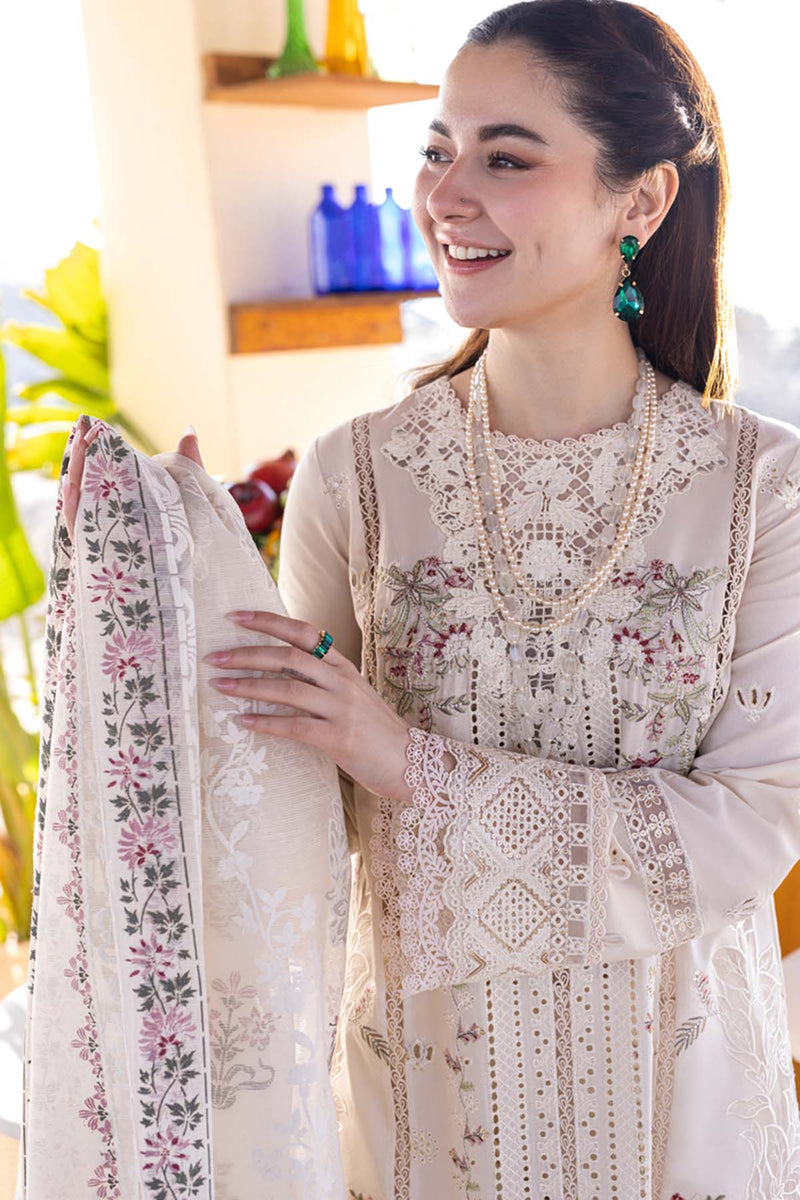 Qalamkar Luxury Embroidered Lawn 3pc with Embroidered Cotton Silk Dupatta - GA1839