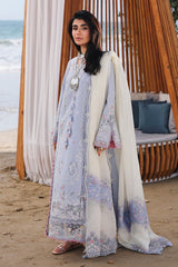 Qalamkar Chickenkari Embroidered Lawn 3pc with Printed Slubnet Dupatta- GA2273