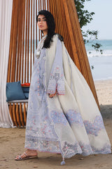 Qalamkar Chickenkari Embroidered Lawn 3pc with Printed Slubnet Dupatta- GA2273