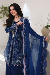 Qalamkar Chickenkari Embroidered Lawn 3pc with Embroidered Slubnet Dupatta- GA2276