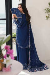 Qalamkar Chickenkari Embroidered Lawn 3pc with Embroidered Slubnet Dupatta- GA2276