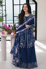 Qalamkar Chickenkari Embroidered Lawn 3pc with Embroidered Slubnet Dupatta- GA2276