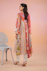 MariaB Printed Lawn 3pc with Printed Voil Dupatta- GA2181