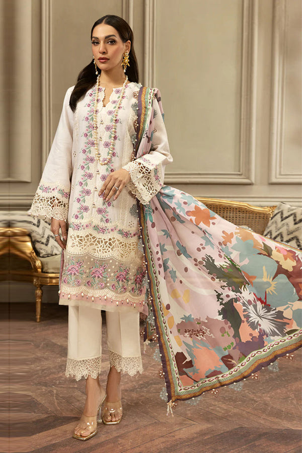 Anaya 3Pc Festive Luxury Embroidered Lawn with Cotton Silk  Dupatta - GA1851