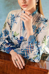 MariaB Printed Lawn 3pc with Printed Voil Dupatta- GA2179