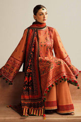 Hussain Rehar 3PC Embroidered Dhanak Suit with Printed Shawal -GA1988