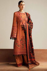 Hussain Rehar 3PC Embroidered Dhanak Suit with Printed Shawal -GA1988