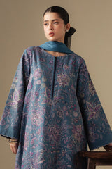 Zarashah Jahan Embroidered Dhanak 3pc with Printed Shawl- GA2126