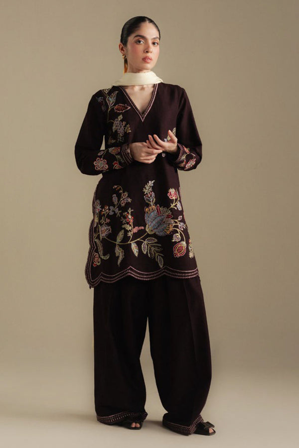 Zarashah Jahan Embroidered Dhanak 3pc with Printed Shawl- GA2127