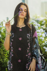 Mushq Embroidered Lawn 3pc with Silk Dupatta- GA2191