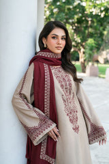 Baroque 3PC Embroidered Karandi Suit with Embroidered Shwal -GA2085