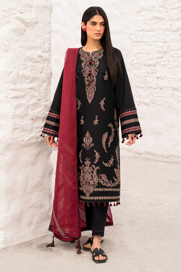 Jazmin 3PC Embroidered Karandi Suit with Printed whool shawal-GA2112