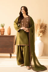 Batik 3PC Embroidered Lawn Suit with Embroidered Crinkle Dupatta -Ga2290