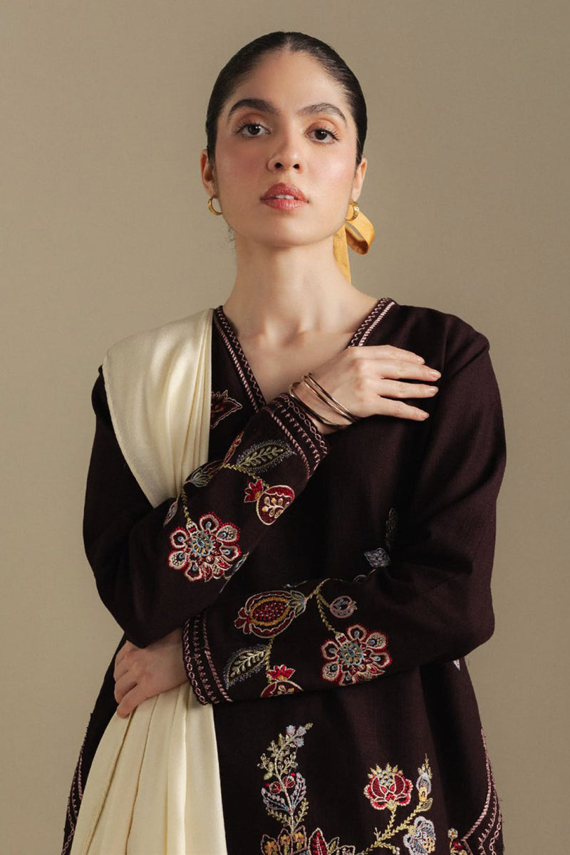 Zarashah Jahan Embroidered Dhanak 3pc with Printed Shawl- GA2127