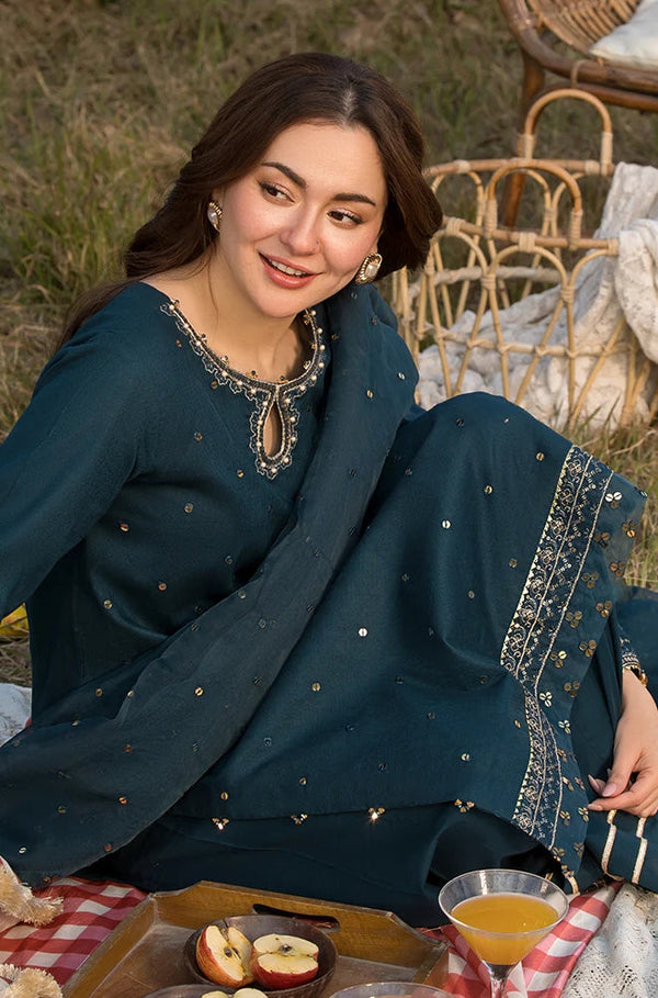 Allys 3PC Lawn Embroidered Shirt with Embroidered Organza Dupatta- GA2037