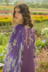 Mushq Embroidered Lawn 3pc with Silk Dupatta- GA2194