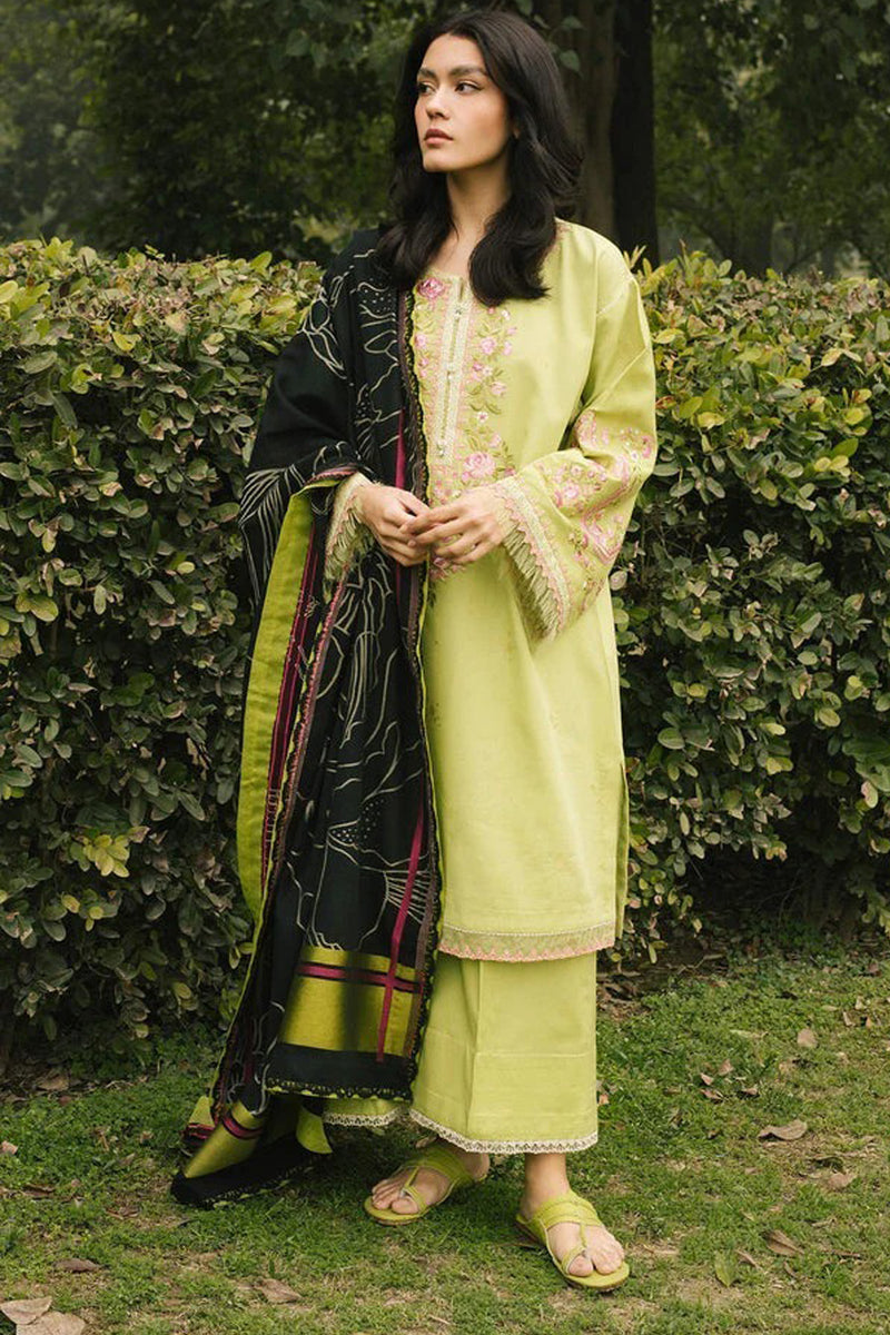 Zara Shajahan Embroidered Lawn 3pc with Organza dupatta-GA1695