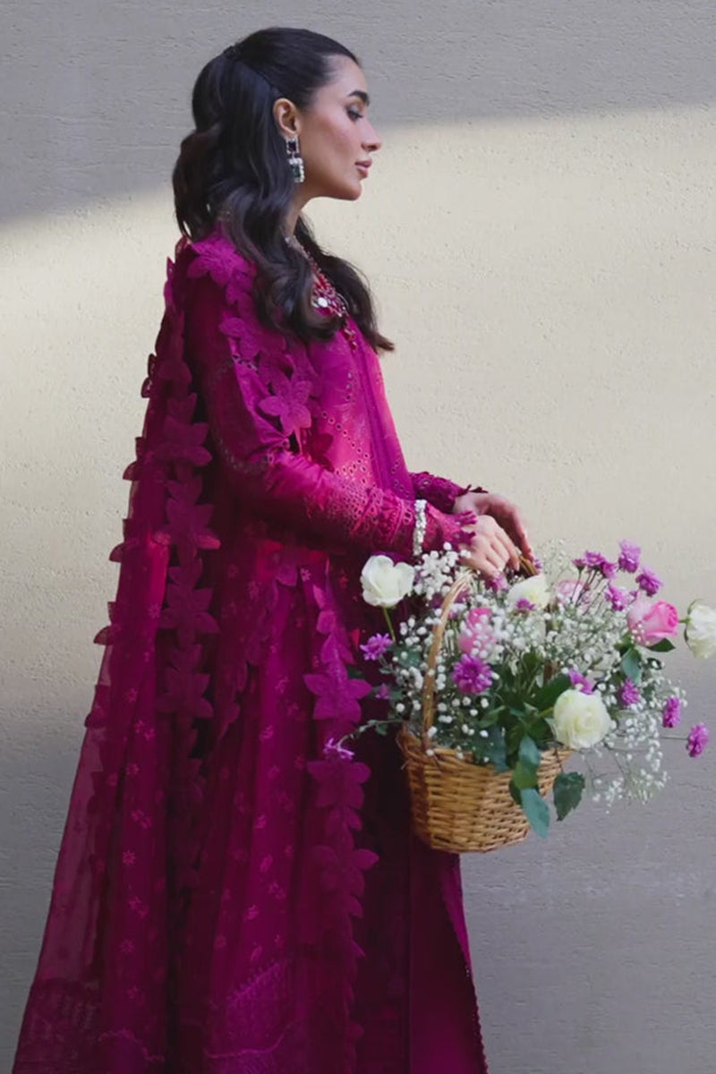 Qalamkar Embroidered Lawn 3pc with Embroidered Slub Net dupatta-GA2022