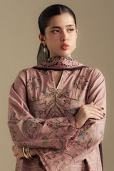 Zarashah Jahan Embroidered Dhanak 3pc with Printed Shawl- GA2123