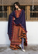Hussain Rehar Embroidered Lawn 3pc with Embroidered Crinkle Dupatta- GA2301