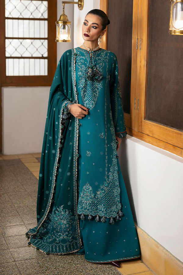 Hussain Rehar  3PC Embroidered karandi Suit with Printed Shawal -GA2064