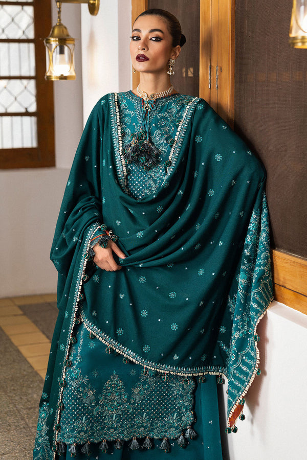 Hussain Rehar  3PC Embroidered karandi Suit with Printed Shawal -GA2064