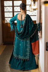 Hussain Rehar  3PC Embroidered karandi Suit with Printed Shawal -GA2064