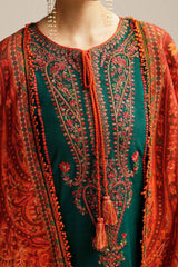 Hussain Rehar 3PC Embroidered Dhanak Suit with Printed Shawal -GA1985