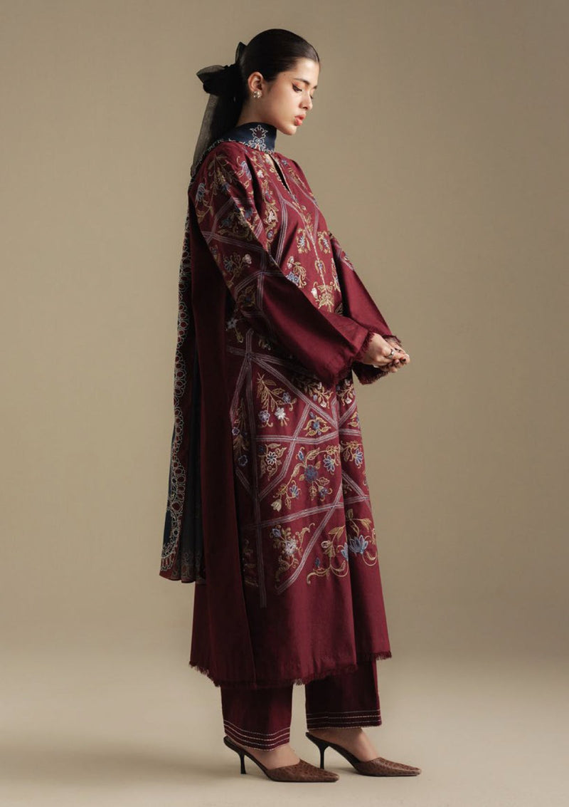 Zarashah Jahan Embroidered Dhanak 3pc with Printed Shawl- GA2125