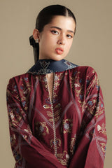 Zarashah Jahan Embroidered Dhanak 3pc with Printed Shawl- GA2125