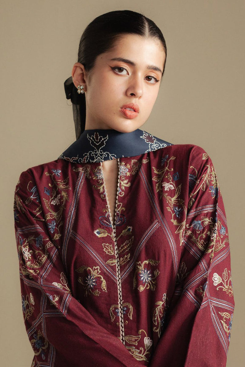 Zarashah Jahan Embroidered Dhanak 3pc with Printed Shawl- GA2125