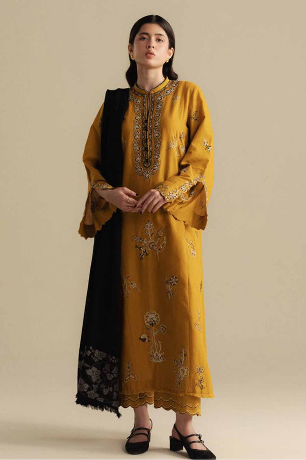 Zarashah Jahan Embroidered Dhanak 3pc with Printed Shawl- GA2118