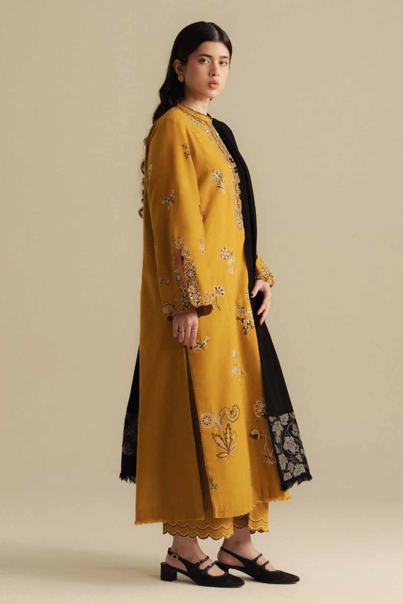 Zarashah Jahan Embroidered Dhanak 3pc with Printed Shawl- GA2118