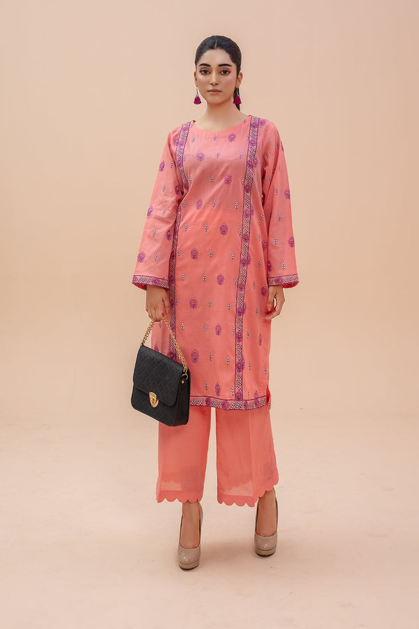Zooj Original Peach Embroidered Lawn 2pc - ZJ055