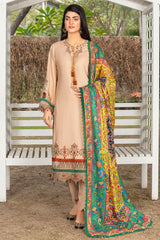 Zooj Farsiris Luxury Embroidered Dhanak 3pc With Printed Whool Shawal-GA1933