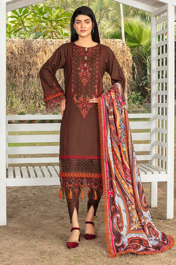 Zooj Khumaar Embroidered Dhanak 3pc With Printed whool Shawal-GA1936