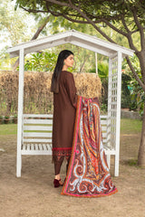 Zooj Khumaar Embroidered Dhanak 3pc With Printed whool Shawal-GA1936