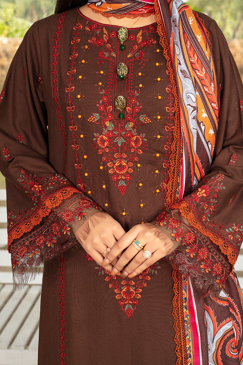 Zooj Khumaar Embroidered Dhanak 3pc With Printed whool Shawal-GA1936