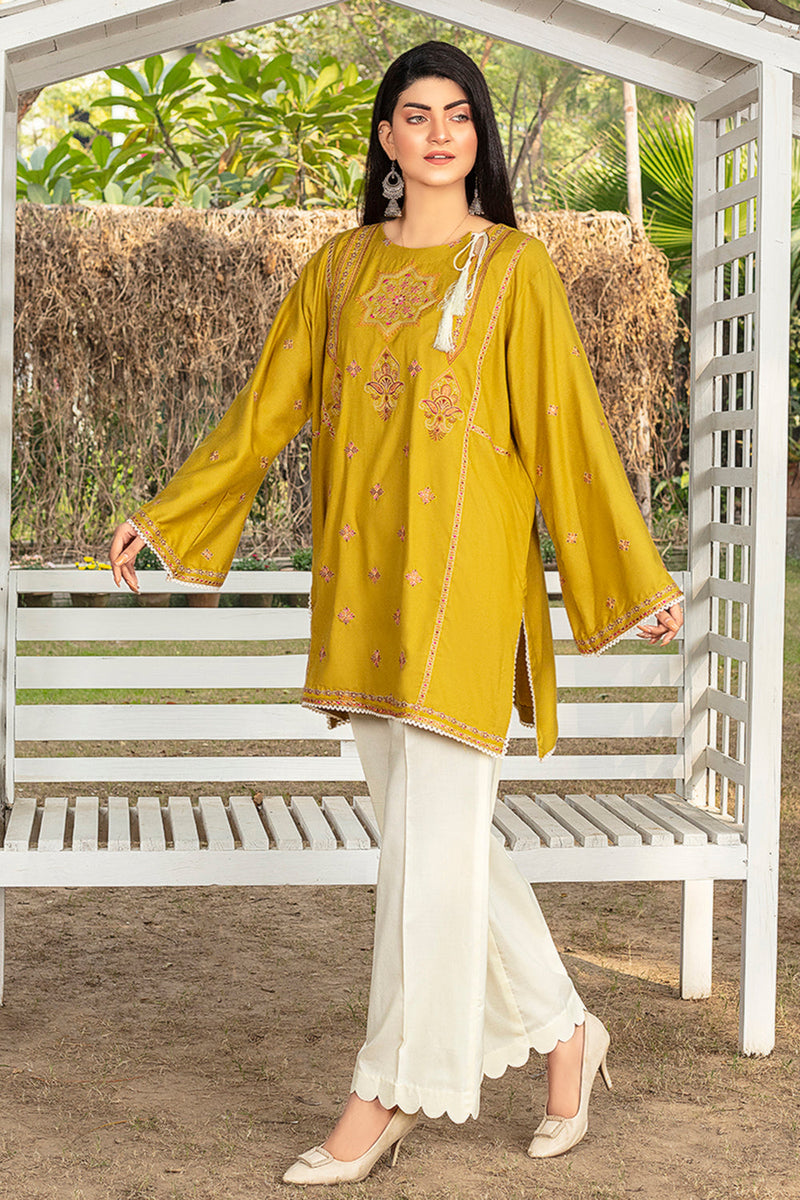 Zooj lime Embroidered Dhanak 2pc- GA1924