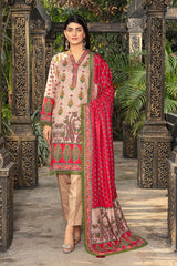 Zooj Mahtab Printed Slub Linen 3pc-GA1932