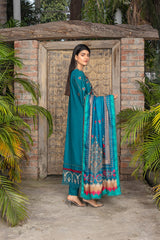 Zooj Mahrosh Luxury Embroidered Dhanak 3pc With Printed Whool Shawal-GA1935