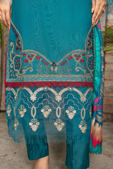 Zooj Mahrosh Luxury Embroidered Dhanak 3pc With Printed Whool Shawal-GA1935